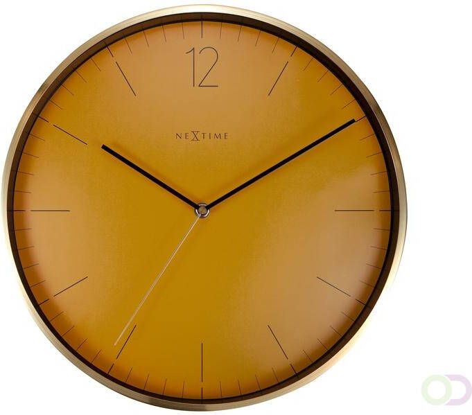 NeXtime Wandklok Ã 34 cm Glas Metaal Aluminium wit "Essential Gold"